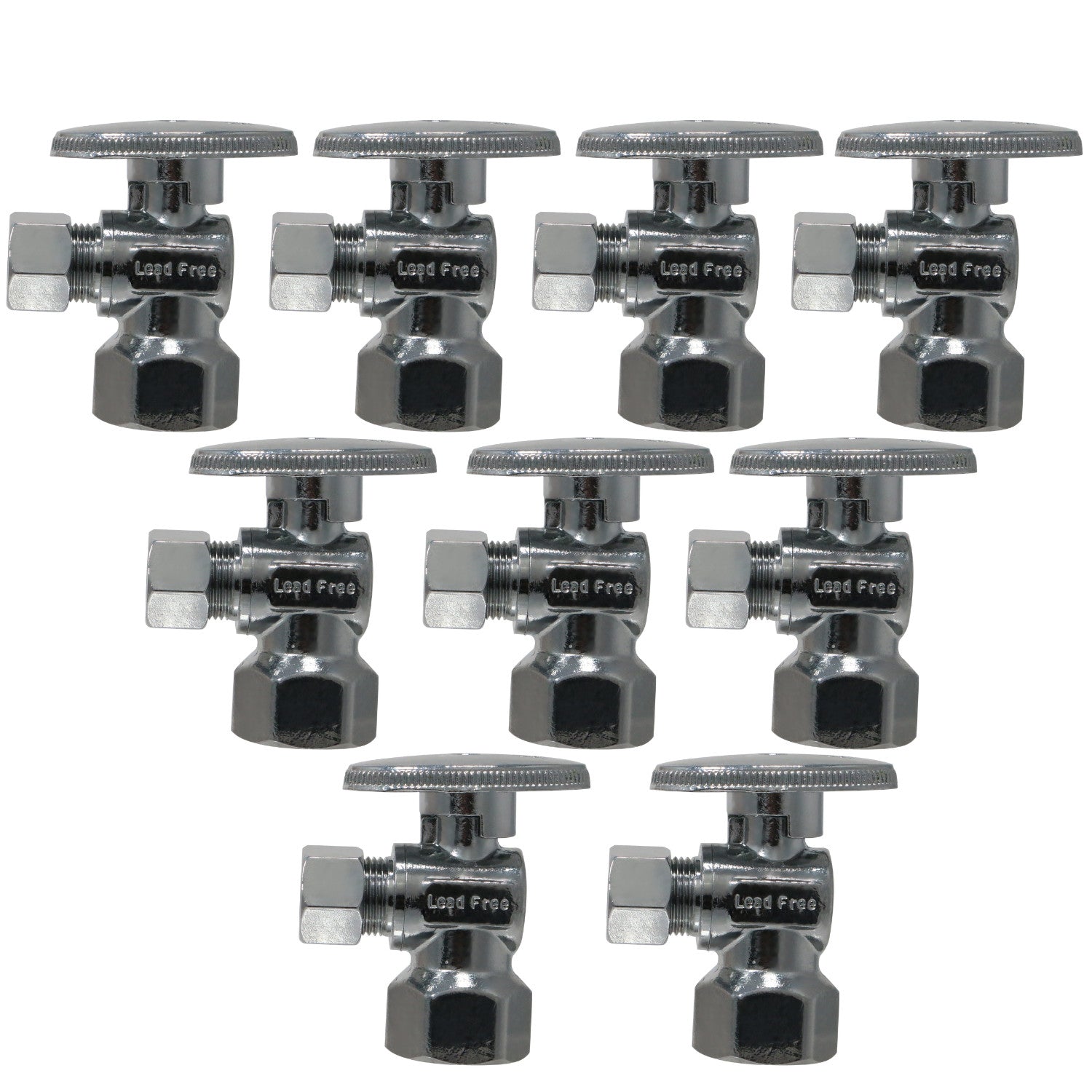 10 Pack XFITTING 3/8" OD Comp. X 1/2" FIP Angle Valve ,