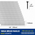 WORKPRO 1'' 18 Gauge Brad Nails for Pneumatic &amp; Electric Brad Nailer 6000 Counts