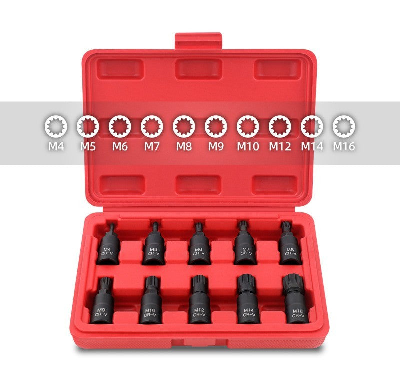 10pc 3/8" Dr. 48mmL S2 Steel 12pt Spline