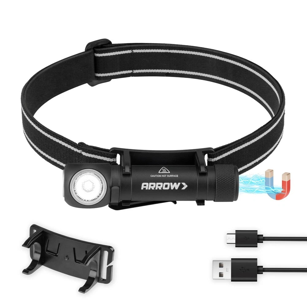 Arrow Rechargeable Led Headlamp 1000 Lumen Usb-c 3 Lighting Modes