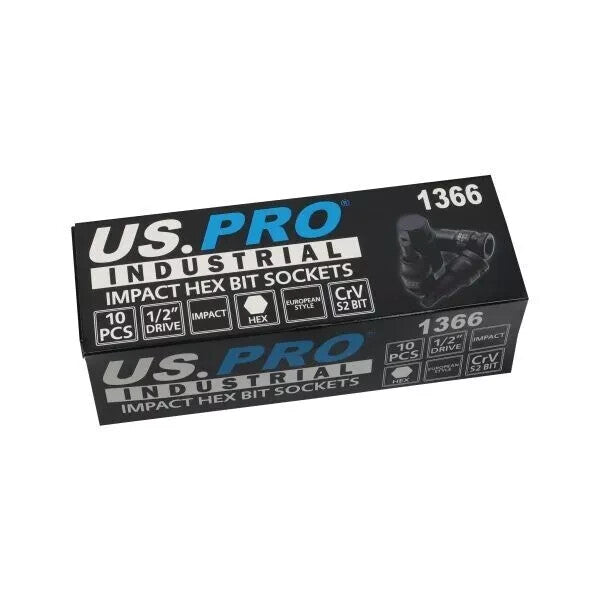 US PRO Industrial Impact Hex Bit Socket Set 1/2" Drive 4-19mm