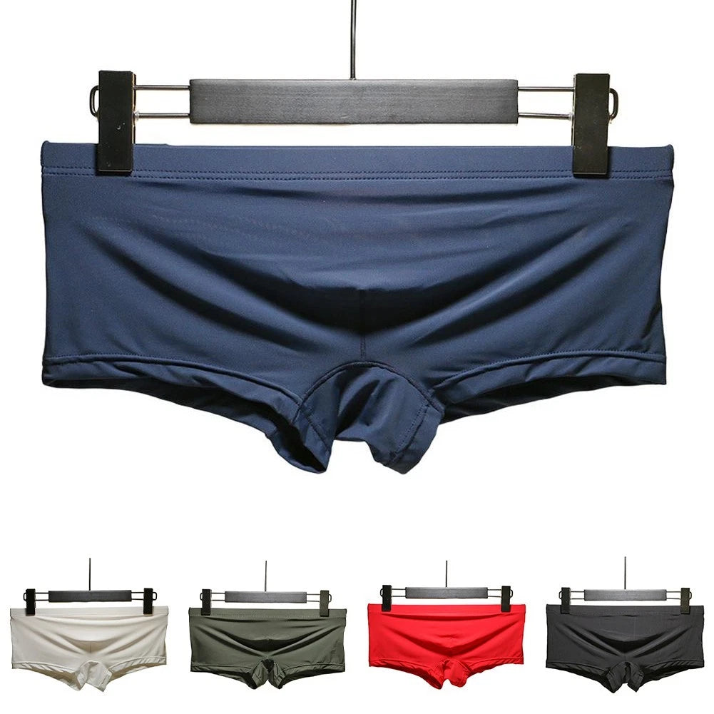 Ice Silk Men Underwear Breathable Pouch Boxers Briefs Low Waist High