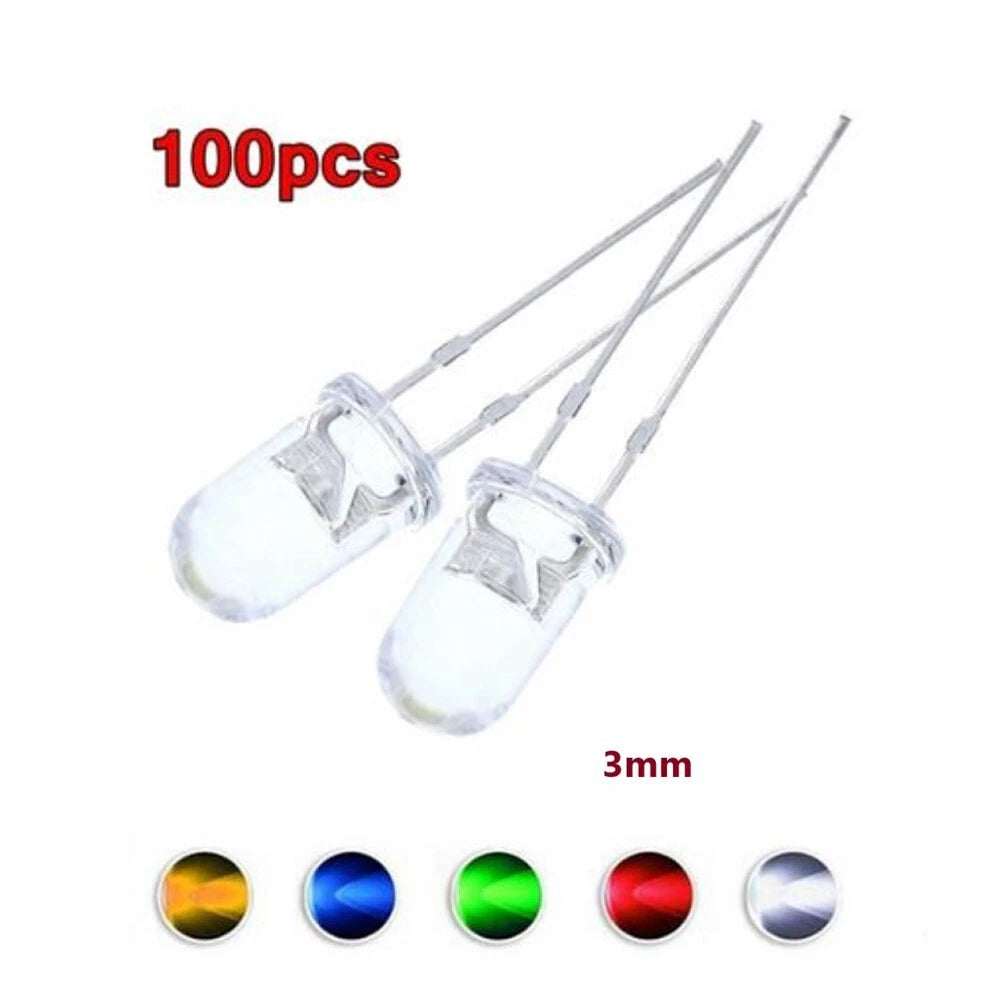 Bright Led 3mm Red/blue/green<wbr/>/white/yellow Led Transparent