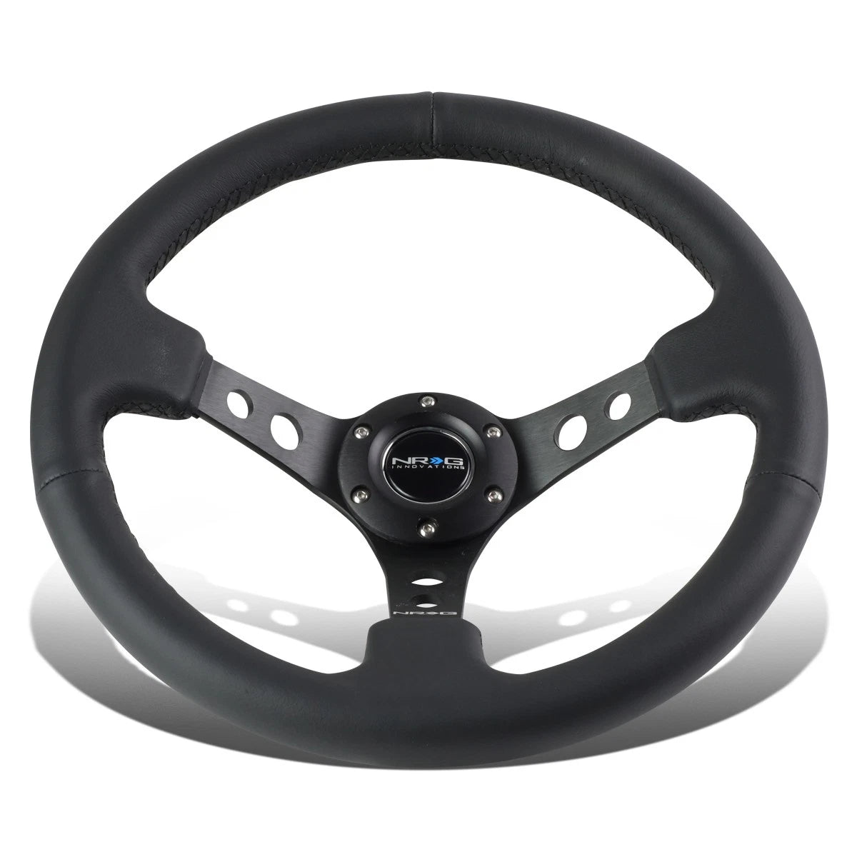 Nrg Reinforced Racing Steering Wheel 35cm Aluminum Black Leather