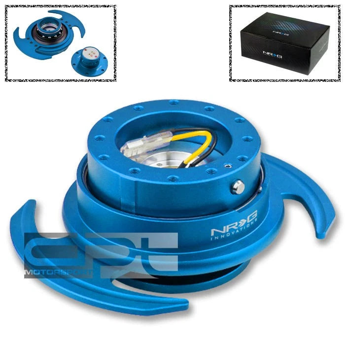 Nrg 6-hole Steering Wheel Light Blue Quick Release Hub+handle Gen-3.0