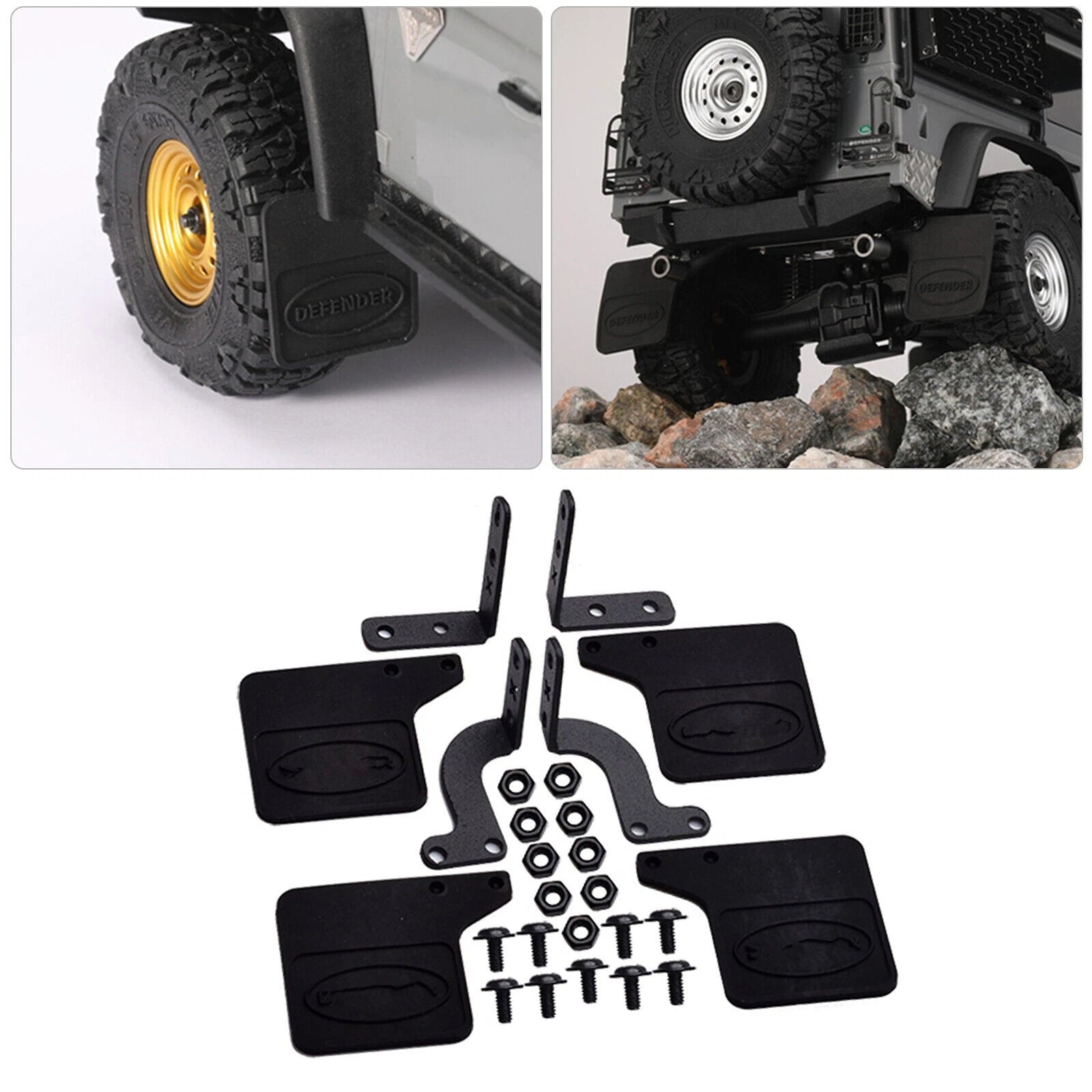 Rubber Mudguard+metal Fixing Bracket Set For 1/18 Trx-4m Land Rover