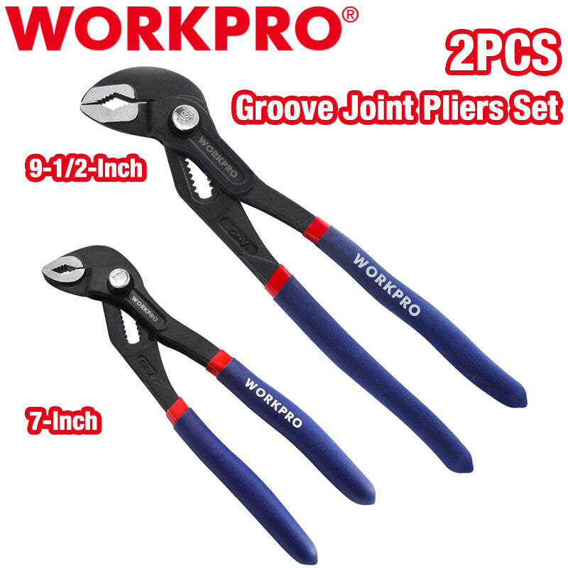 WORKPRO 2 Piece Groove Joint Pliers Set 7" 10" Fast Adjustable Water