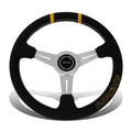 Nrg 36cm Silver Spoke Bumble Bee Leather Grip Steering Wheel W/dual