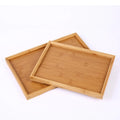 Natural Wood Tea Tray Square Serving Platter With Smooth Hand