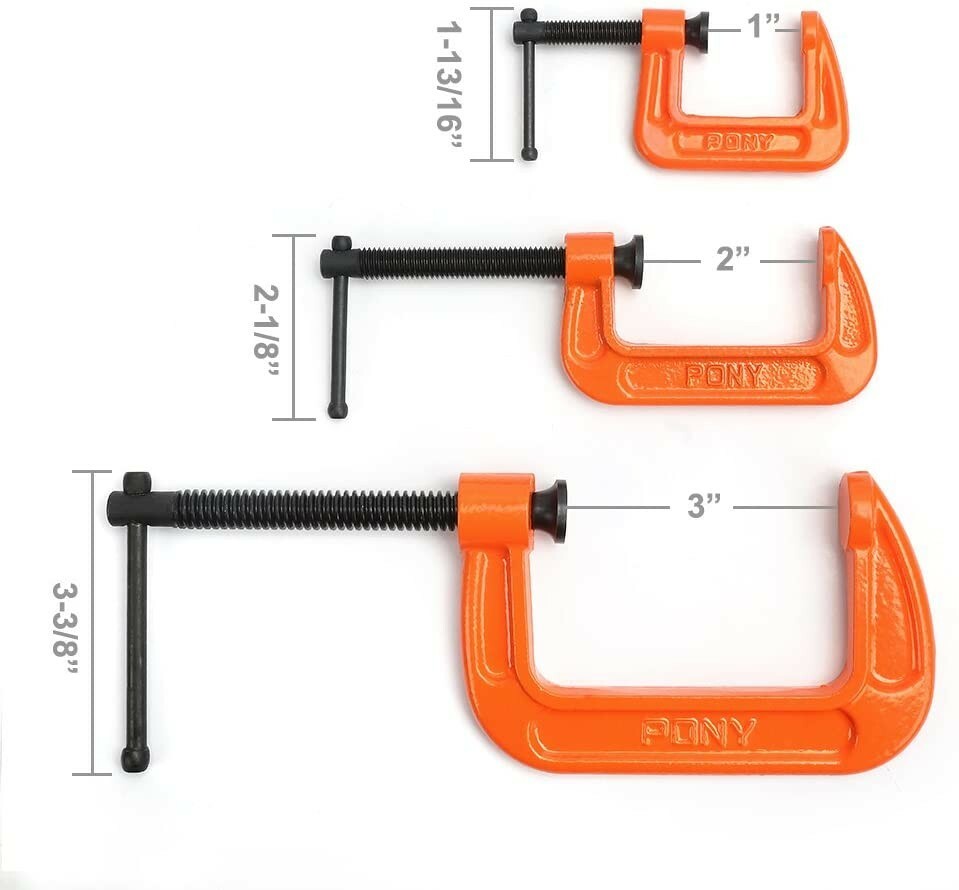 PONY Malleable Iron C-Clamp Set 3-Piece by PONY