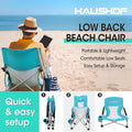 Haushof Low Beach Chair Mesh Back Folding Chair Low Seat Camping