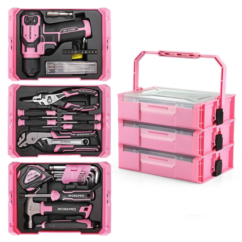 Workpro 8V Pink Cordless Drill Driver Tool Set | Built Supply Co