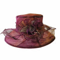 Floral Womens Sun Hat Lightweight Washed Polyester Wide Brim Uv
