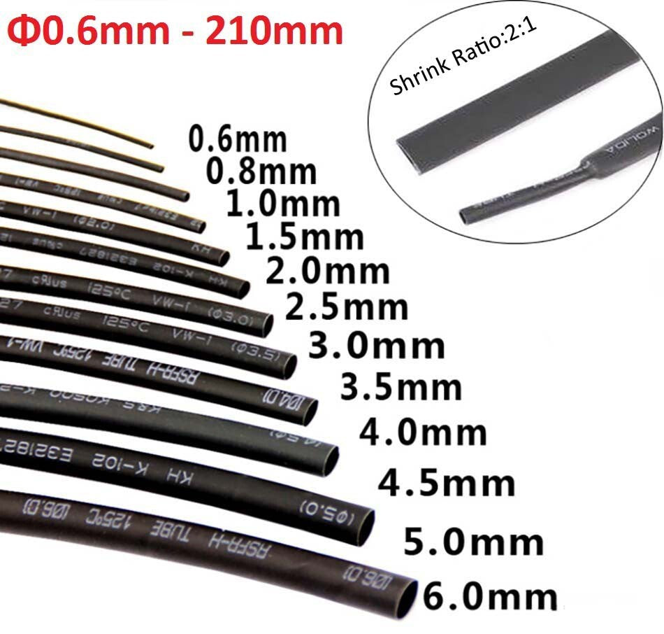 Black Heat Shrink Tube 2:1