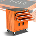 Orange 3 Drawer Rolling Trolley Cabinet Rubber Top | Built Supply Co