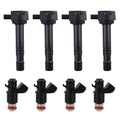 4PCS Fuel Injectors & 4PCS Ignition Coils Set for Honda Civic 1.7L