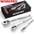 WORKPRO 3PCS Ratchet Set 1/4" 3/8" 1/2" Dr Ratchet Handle Quick
