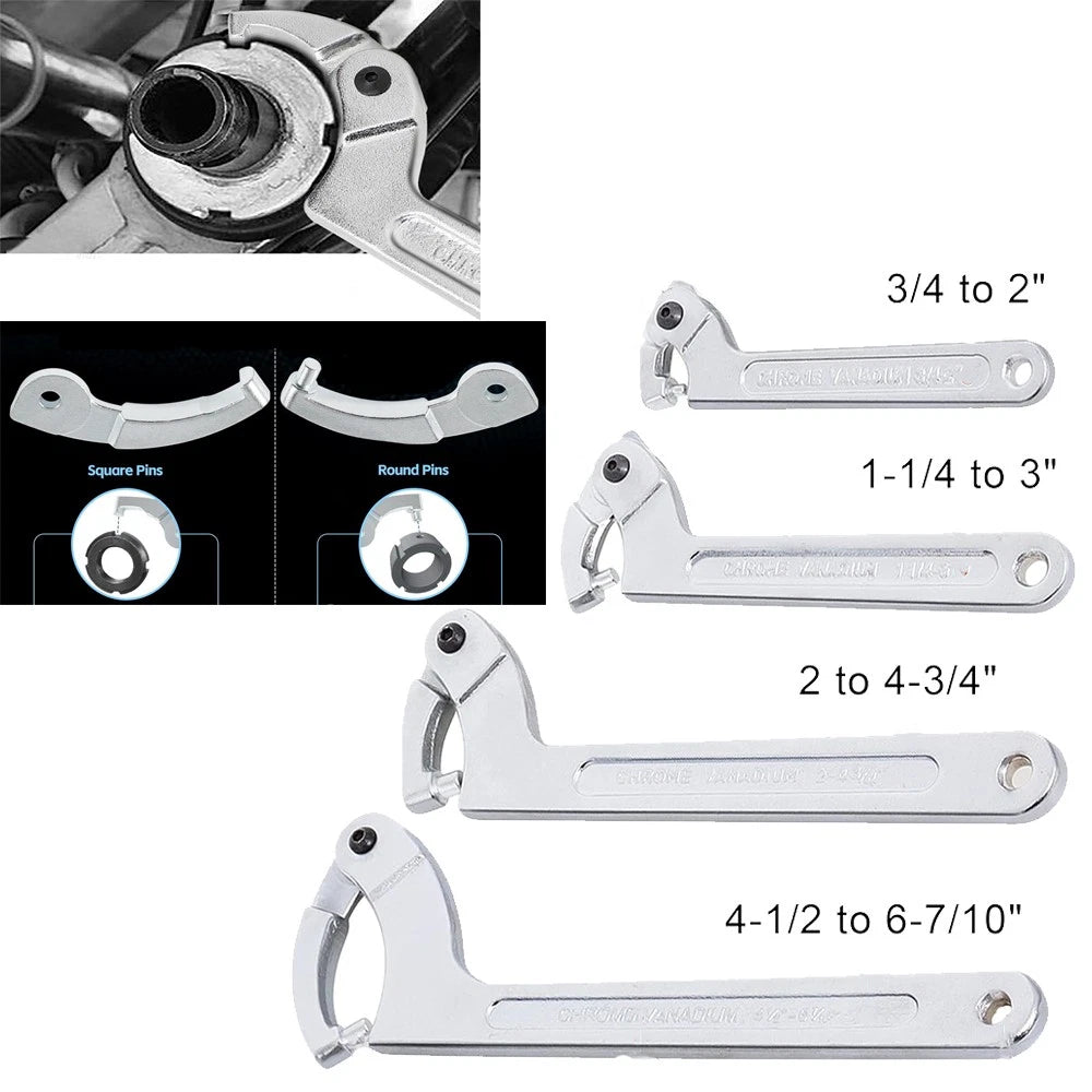 Adjustable C Pin Spanner Hook Wrench Square Round Head Pin Nut Wrench