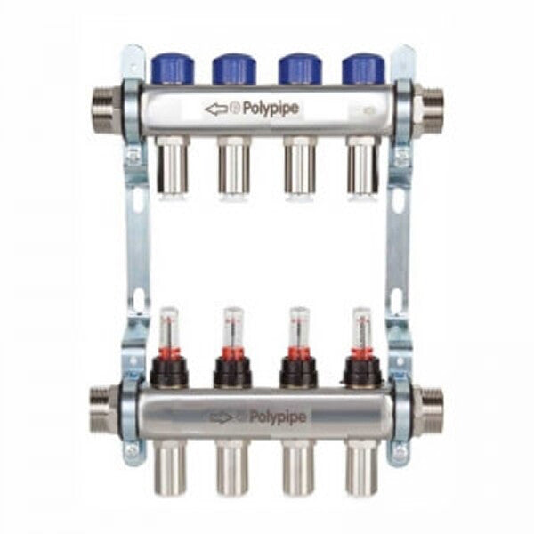 Polypipe 15mm 4 Port Underfloor Heating Manifold