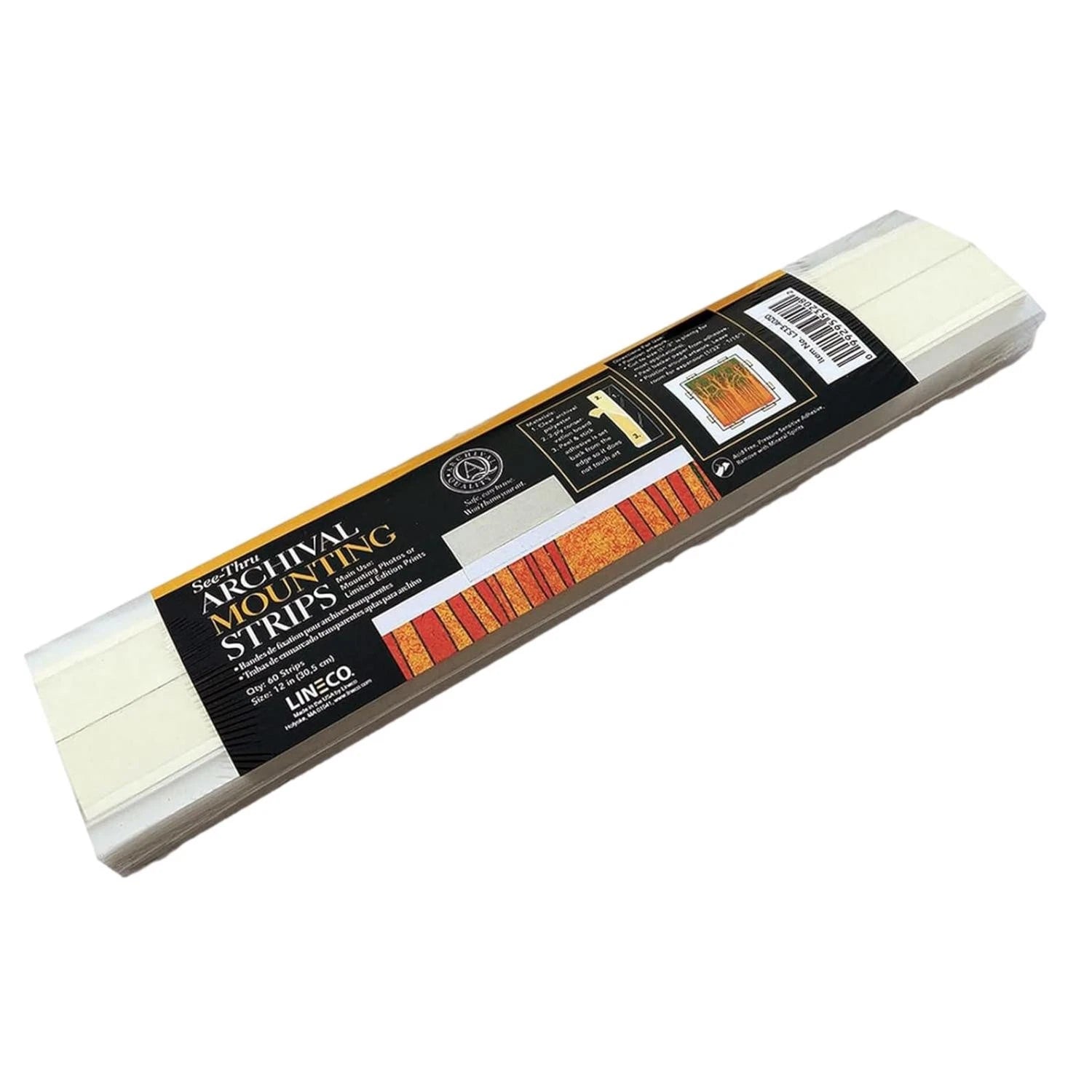 Lineco Artwork Archival Mounting Strips Clear 12in (60 Pack)