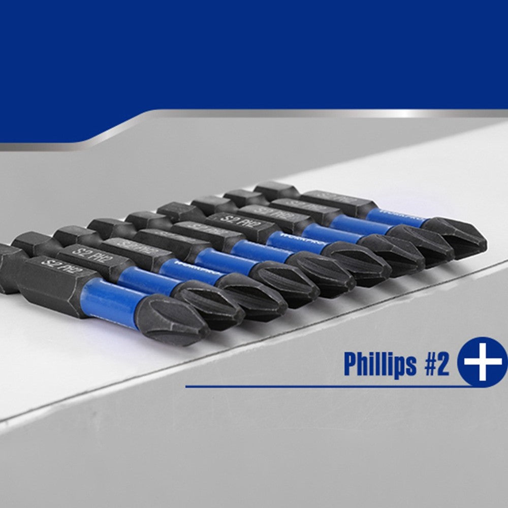 WORKPRO 12PCS Magnetic PH2 Impact Phillips Screwdriver Bit Set 1/4"