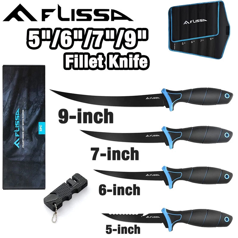 Flissa 5''/6''/7''/9'<wbr/>' Fillet Knife Cutting Notch Non-slip