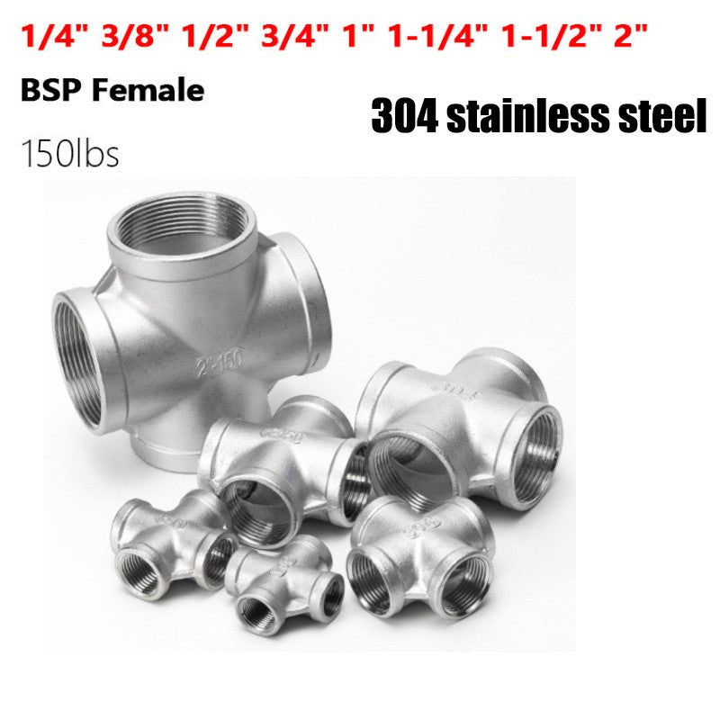 304 Stainless Steel Cross Connector BSP Female Thread