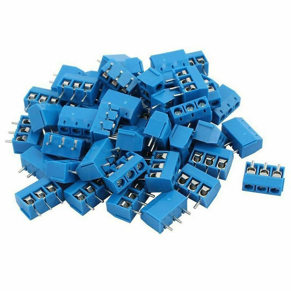 100 Pack Compact 3 Pin Plug-in Pcb Screw Terminal Block Connector