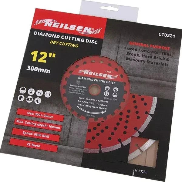 12" 300mm Diamond Dry Cutting Disc Masonry Concrete Stone Brick 20mm B