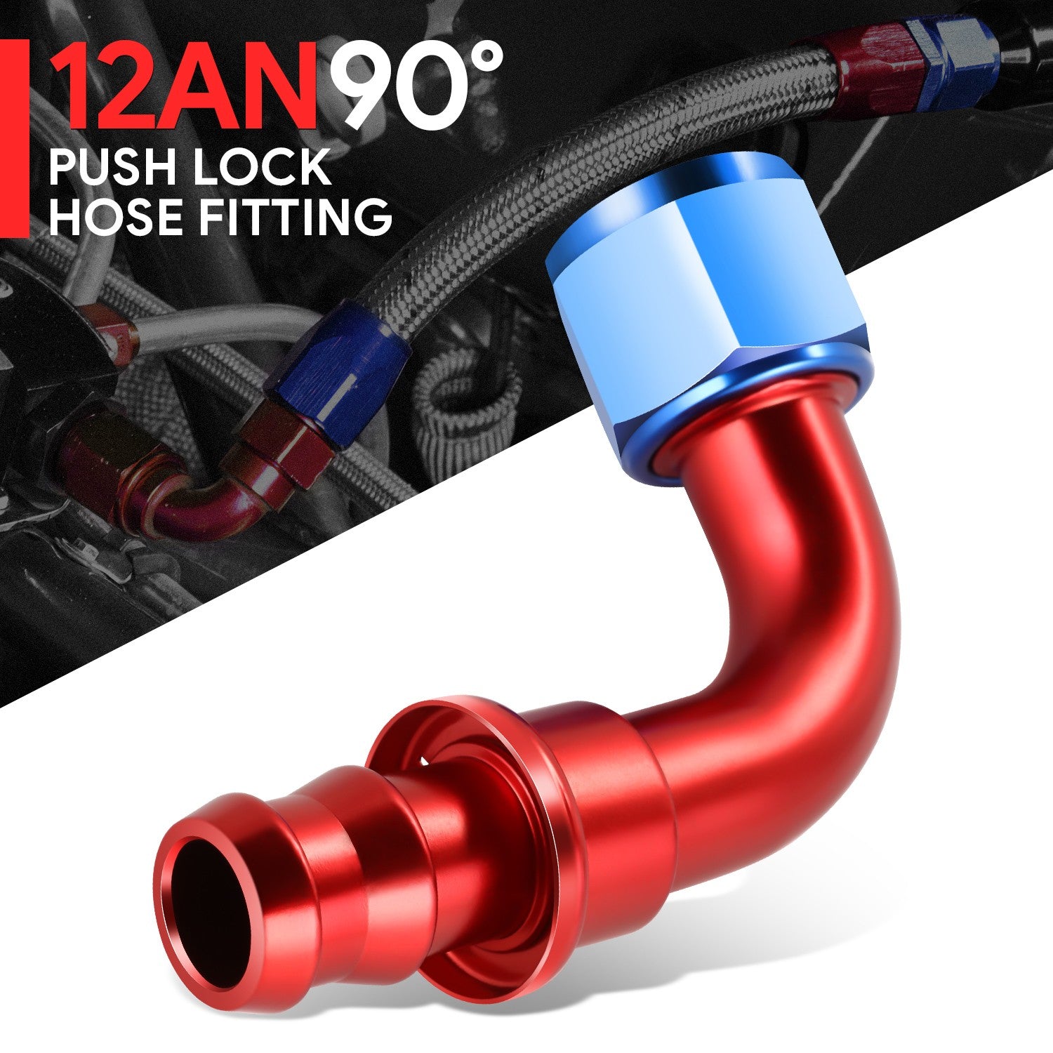 Aluminum An12 12-An 90 Degree Swivel Oil/Fuel Line Hose End Push-On
