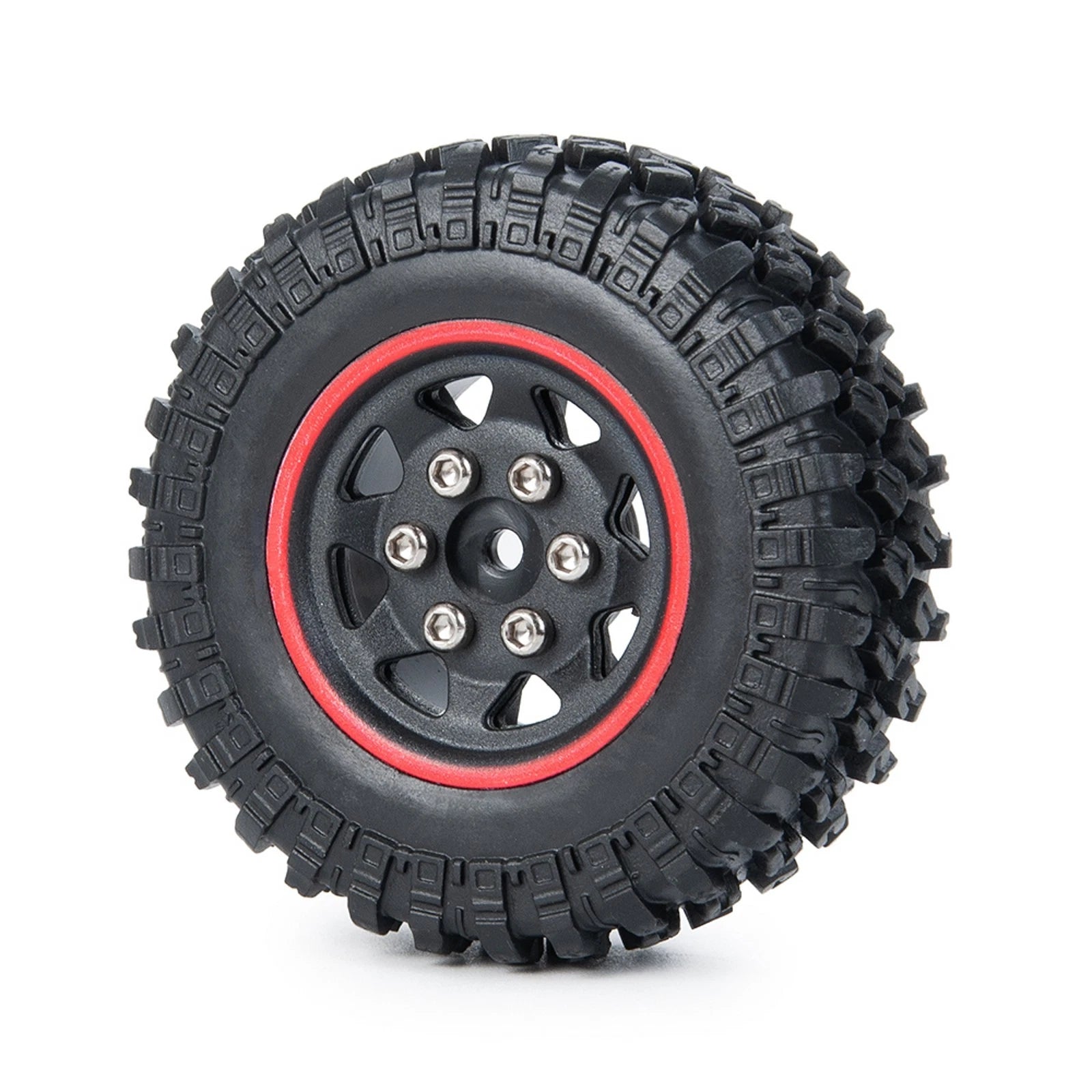 4pack 1:24 Rc Rubber+abs Beadlock Wheels Tires For Axial Scx24 90081