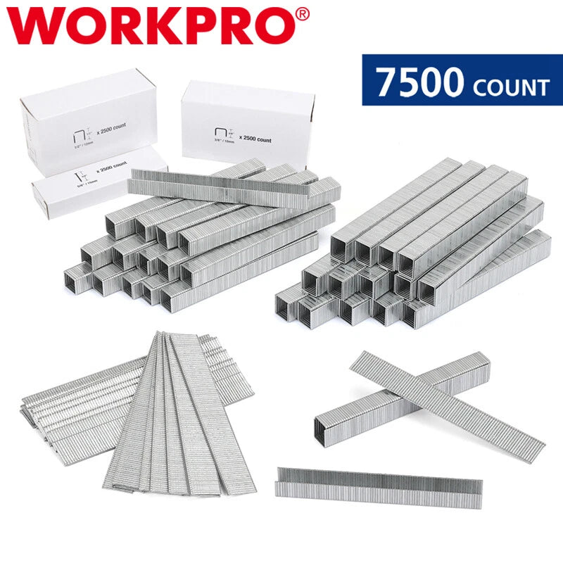 Workpro 7500 Counts Heavy Duty T50 Staples Brad Nails Combo Kit 1/2"