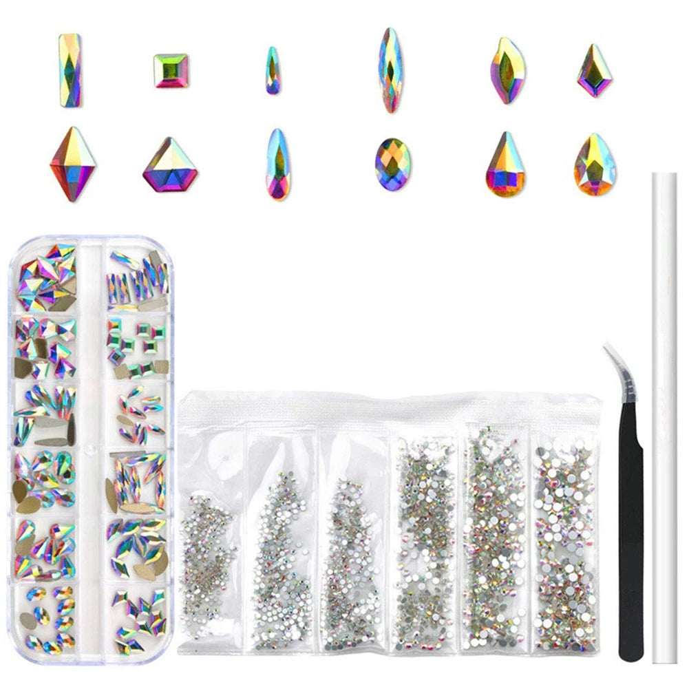 1850pack Mixed Size Diy Nail Art Rhinestones Flatback Crystal 3d