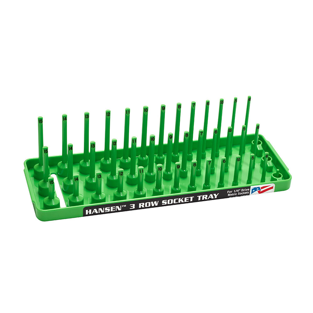Hansen 1/4" Socket Tray Organizer Holder 3 Row Metric