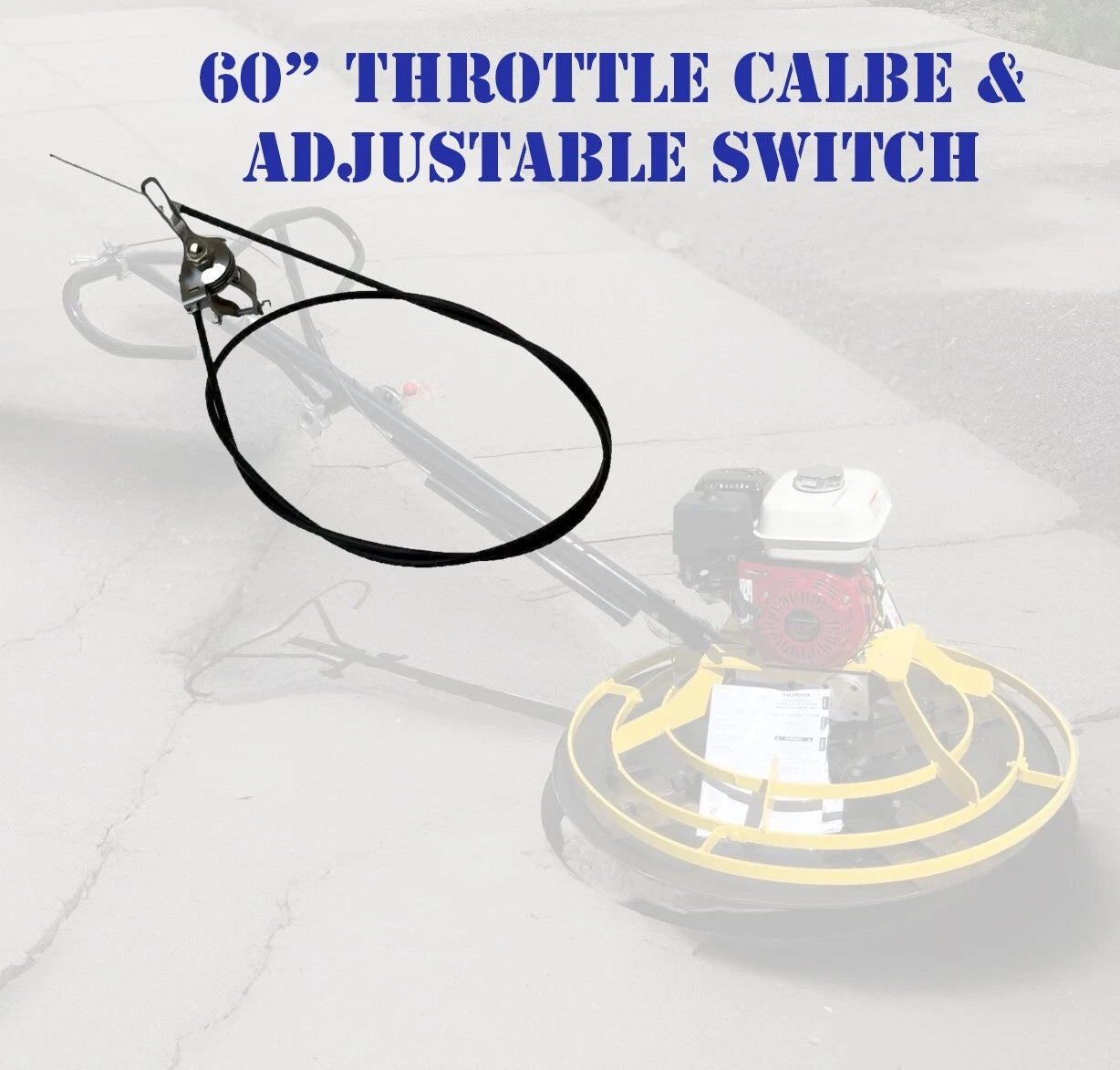 60" Throttle Cable & Lever For Power Trowel Cement Surface Finishing
