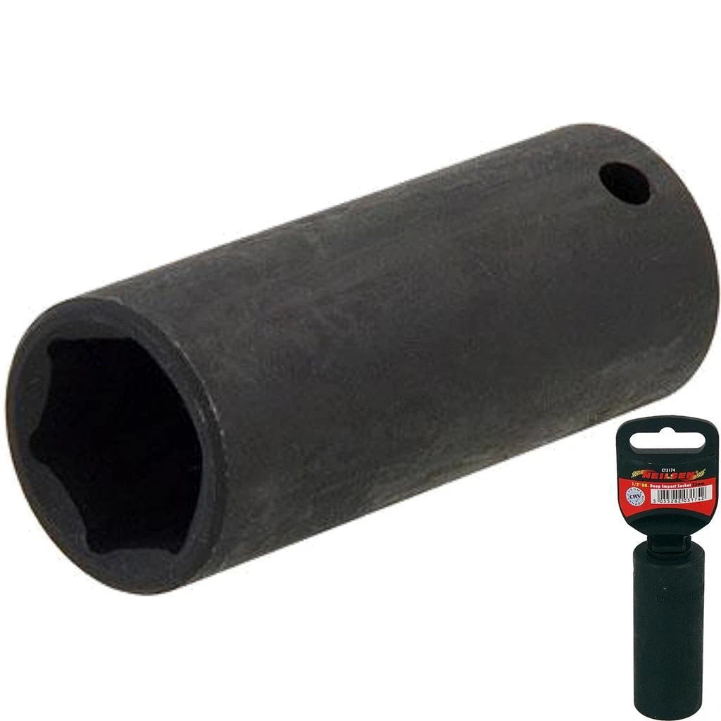 Neilsen 1/2" Drive Standard Deep Square Metric Single Impact Socket