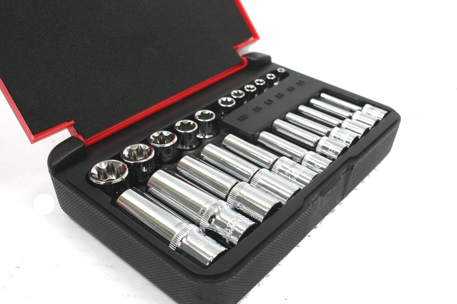 22 PC 1/4" & 3/8" DR. FEMALE TORX STAR SOCKET SET E4-E10 E11-E18 SOCKETS PRO