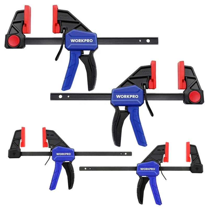 4PC Mini Bar Clamps Light-Duty F Clamp 6"(2) 4-1/2"(2) One-Handed Clamp/Spreader