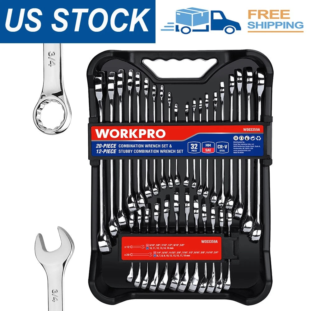 Workpro Sae&metric Combination Wrench Set 12 Pt Regular Wrenches Set