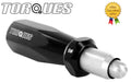 An -10 90 Degree Swept Bulkhead Fitting in Black