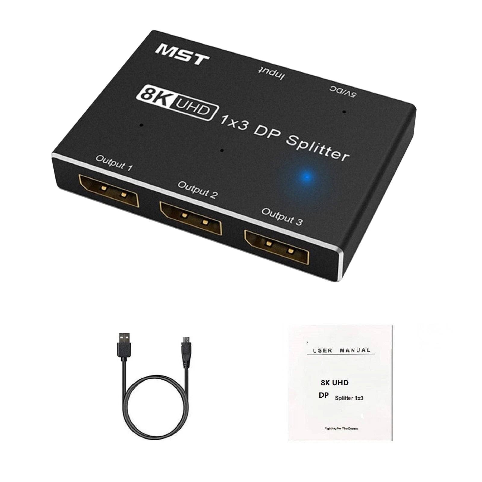 8k 1x3 Dp Splitter 8k60hz Mst Sst Hub Multi Monitor Splitter For
