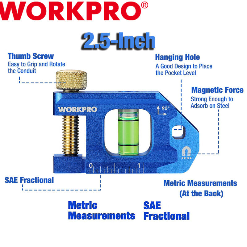 WORKPRO 2.5-inch Conduit Bending Level Pipe Level Magnetic Level