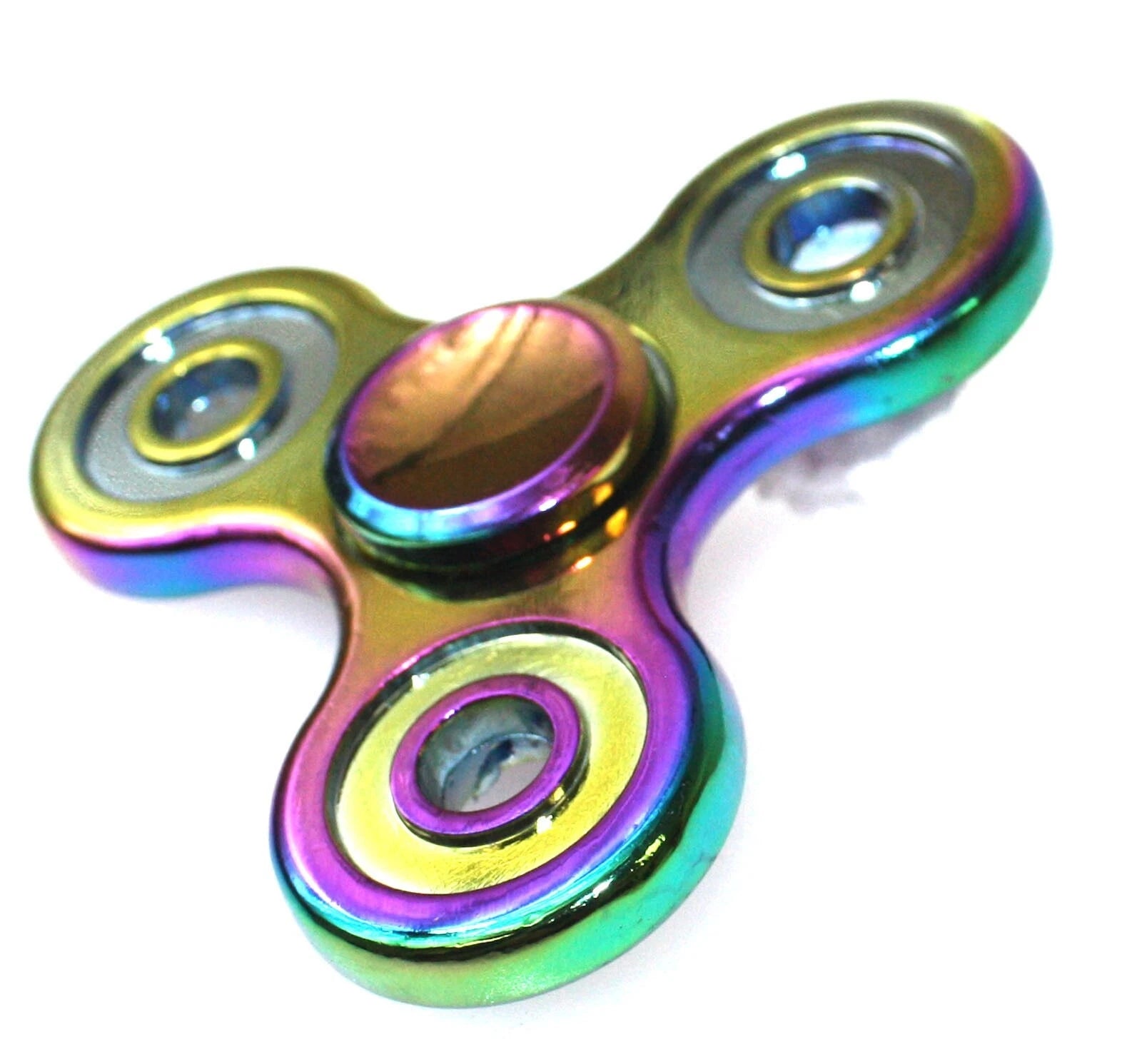 Aluminum Rainbow Color Metal Tri Hand Finger Spinner Fidget Edc Desk