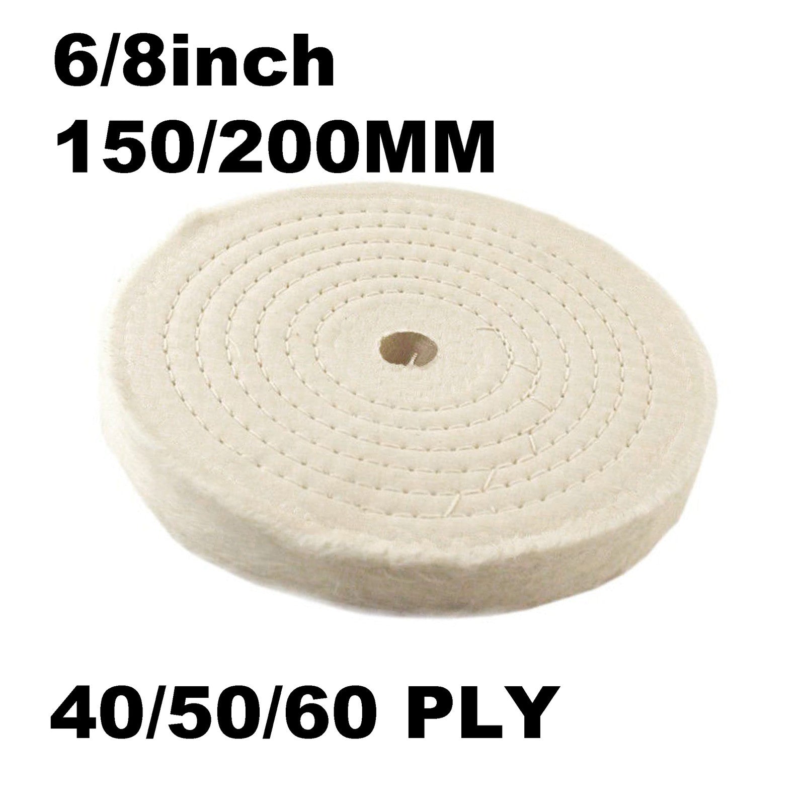 6/8 inch Buffing Wheel for Polishing 5/8 inch Arbor White 40/50/60 PLY
