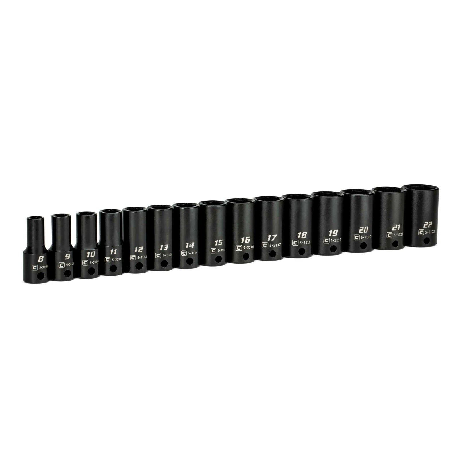 Capri Tools 3/8 In. Drive Semi-deep Impact Socket Set, 6-point,