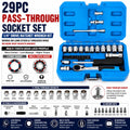 1/4" Dr. Pass Through Socket Set Multi-tooth Gear Lock Ratchet Wrench