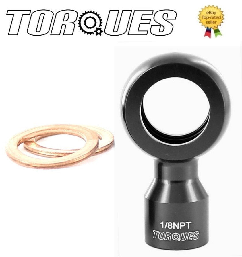 14.5mm Eye Banjo with Female 1/8" Npt Thread Sensor Adapter in Black