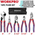 10PCS Plier Set Long Nose Plier Tool Needle Diagonal Linesman Groove