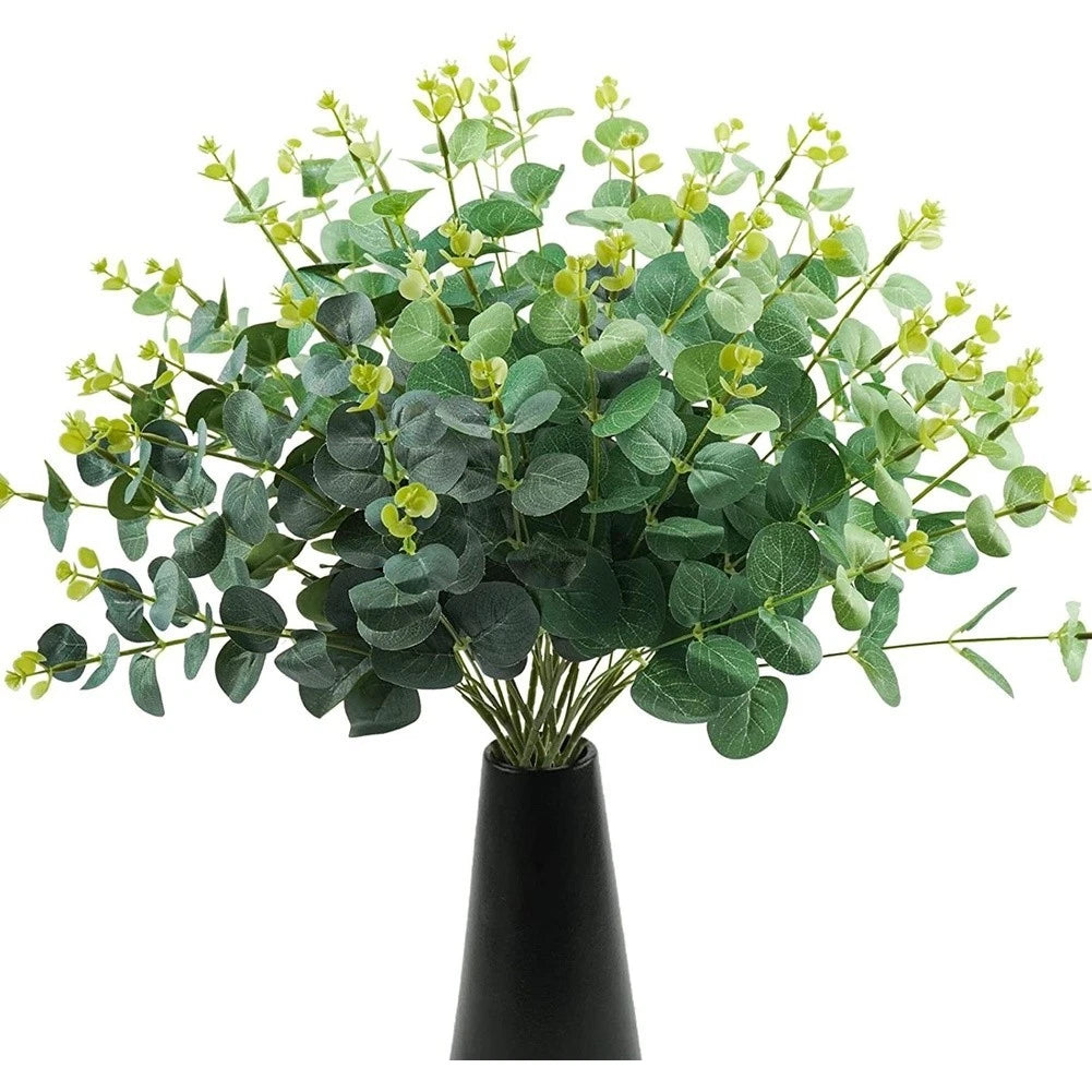 47cm Faux Eucalyptus Stems Premium Silk Green Plants For Living Room