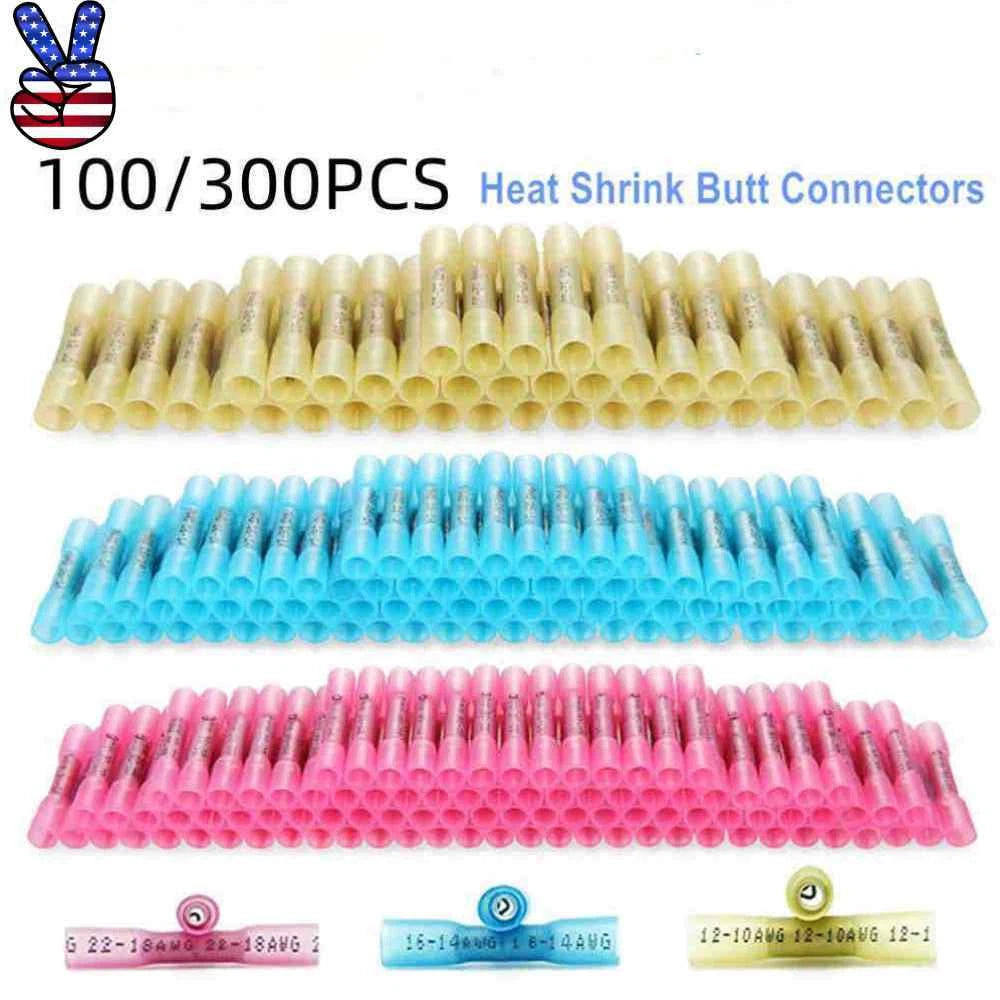 22-10awg Heat Shrink Butt Wire Splice Connectors Seal Crimp Terminals